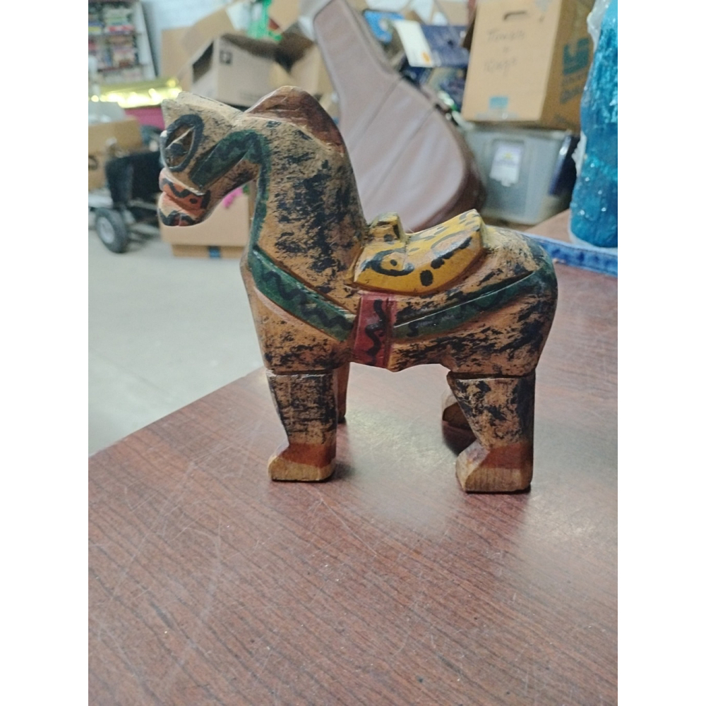 Vintage Primitive Hand Carved Wooden Horse Painted Folk Art